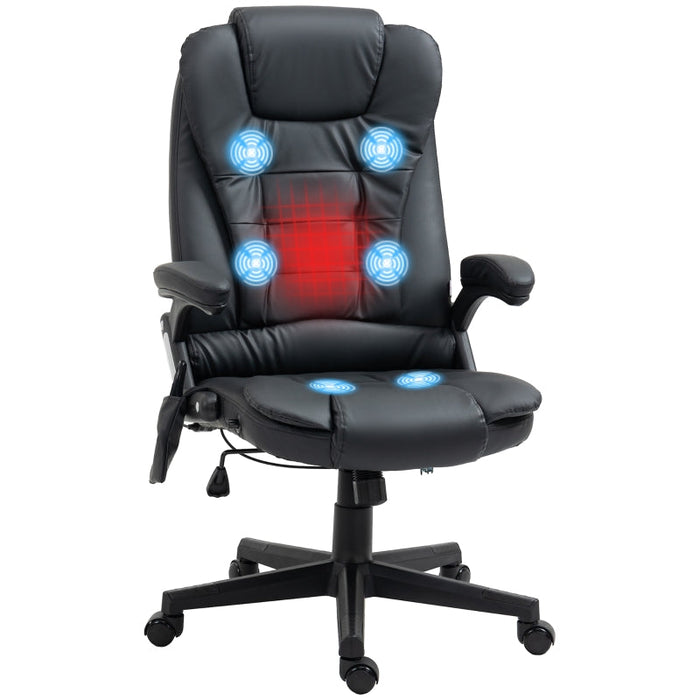 Office Chair, High Back Massage Swivel, Faux Leather Black