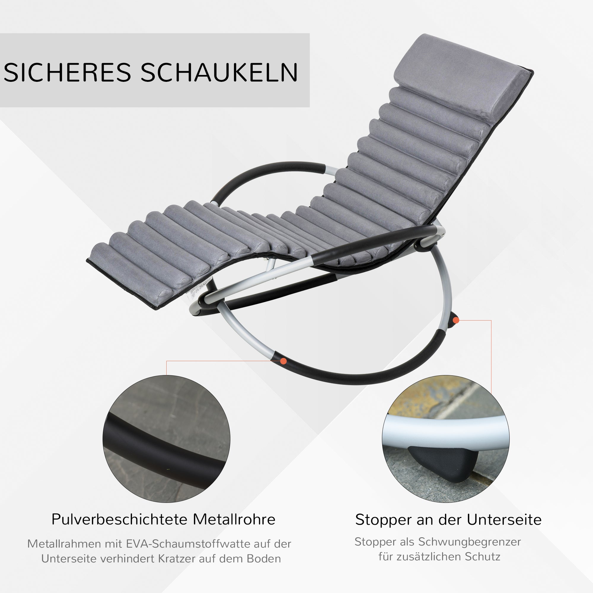 Ergonomic 2-in-1 Rocking Chair Garden Lounger Spherical Design Metal/Textilene Black