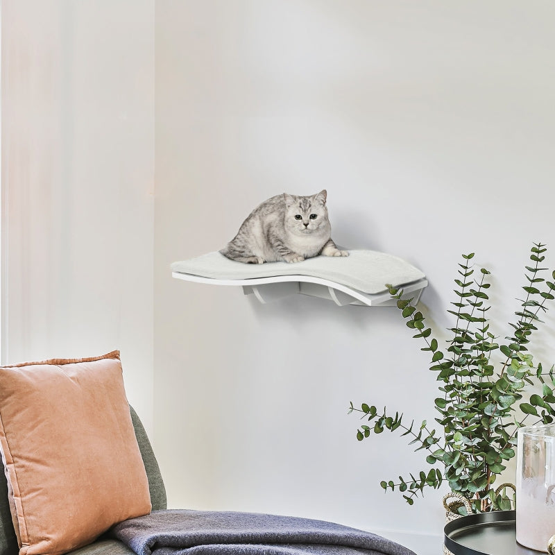 Cat Climbing Wall Hammock Bed, Wall Mounted Furniture, Plush MDF White