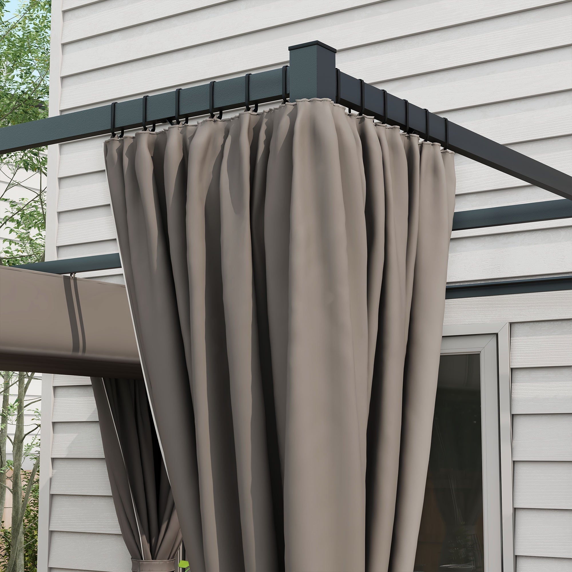 3 x 3m bewegliche Pavillon-Pergola mit Vorhängen, metallgrau