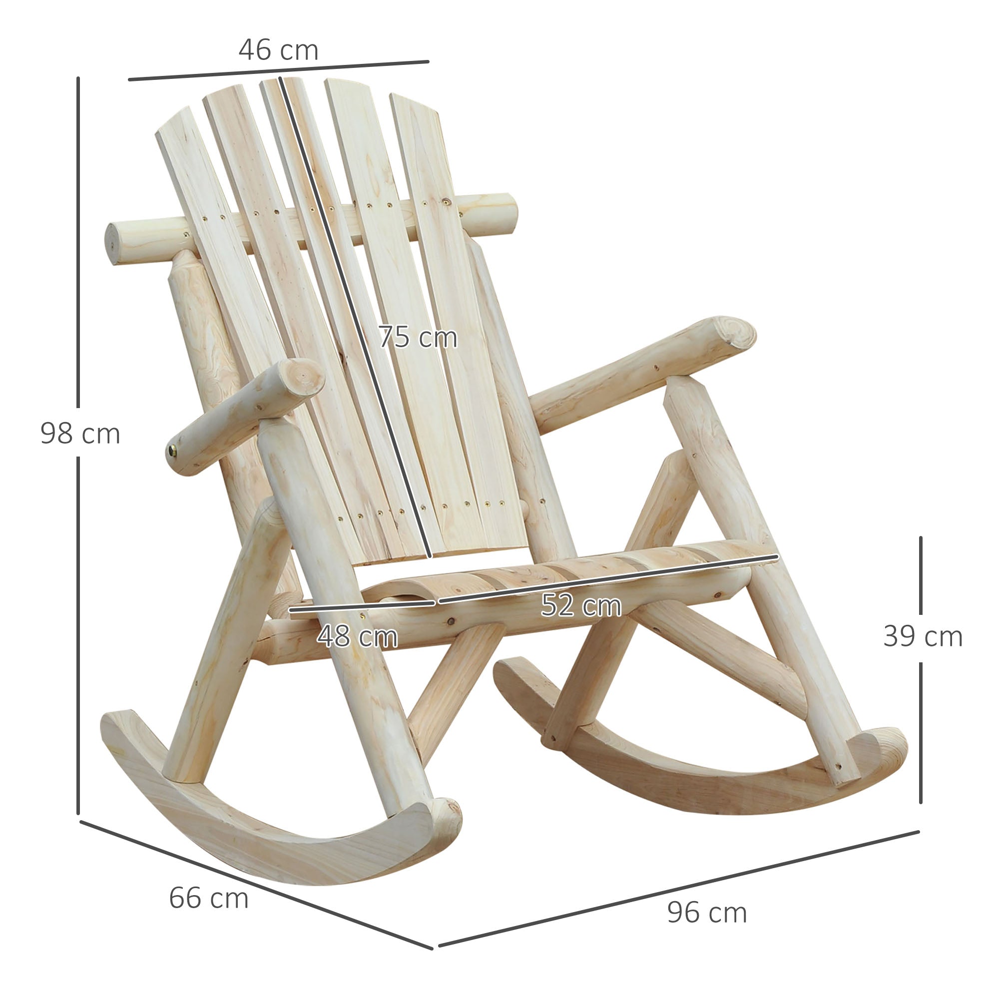 rocking chair swing garden chair natural fir wood