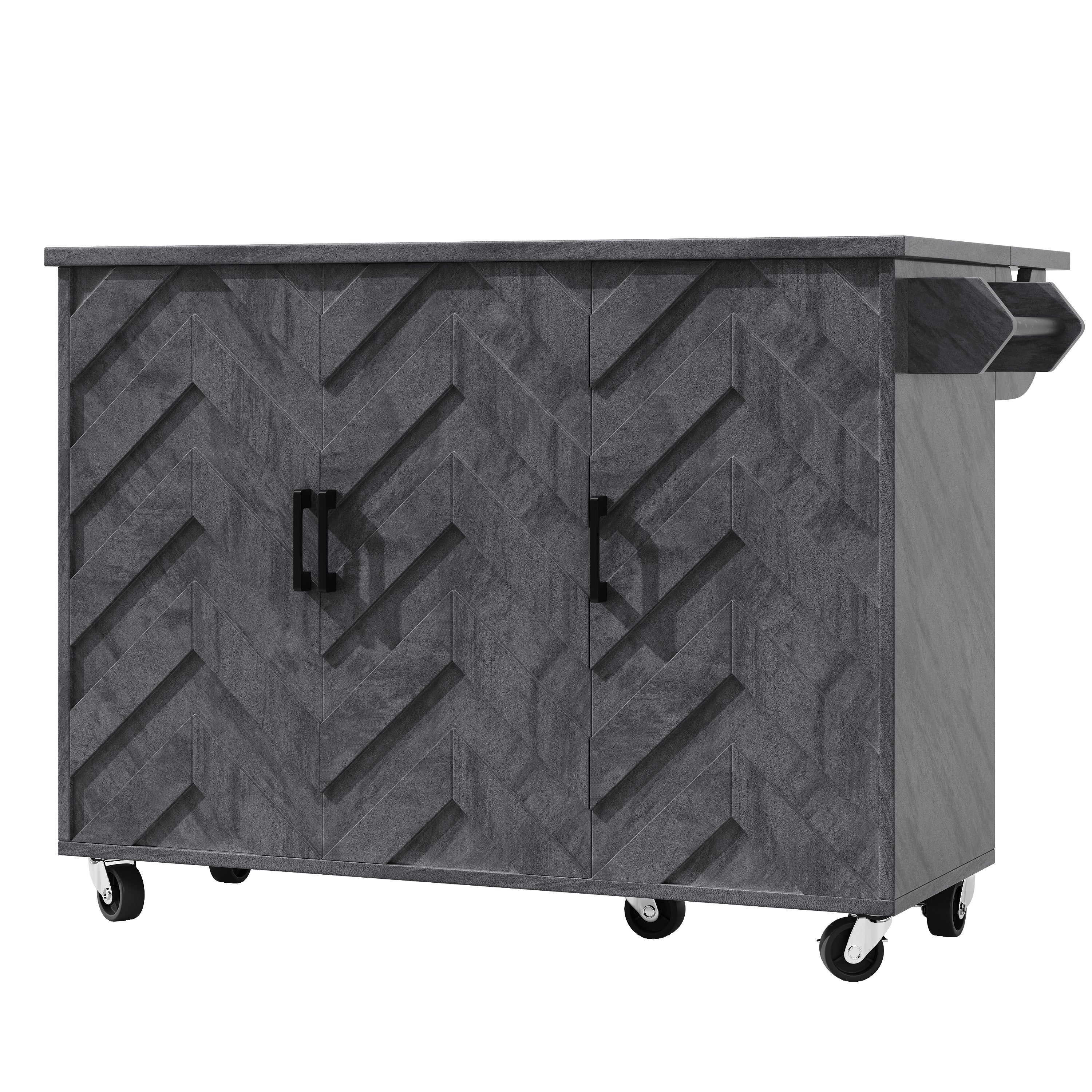 Mobile Kitchen Island Extendable Trolley 3 Drawers Adjustable Shelves