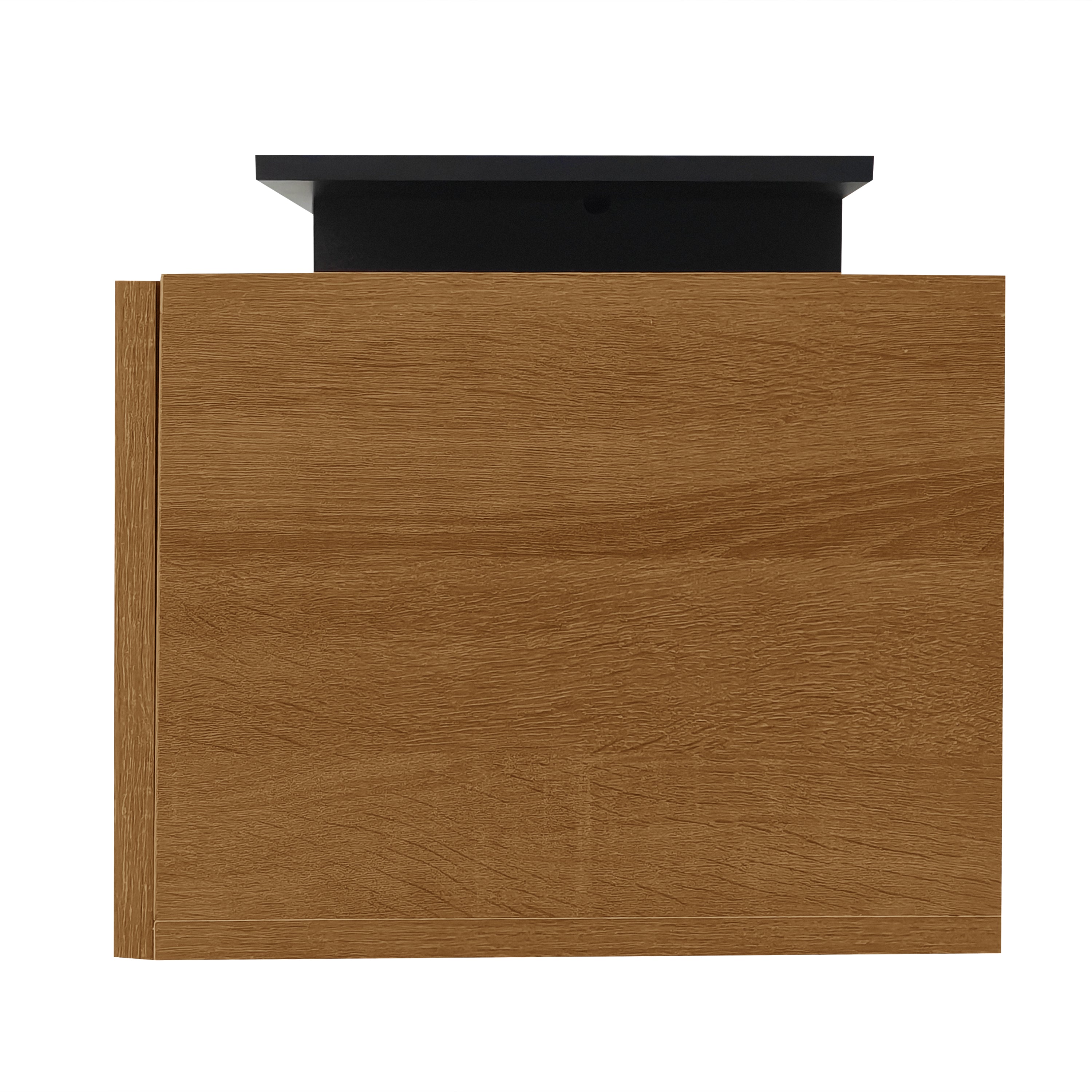 Modern TV Cabinet: Stylish, Elegant, Practical Storage with Glass Shelves, LED Lighting - Black and Wood Look