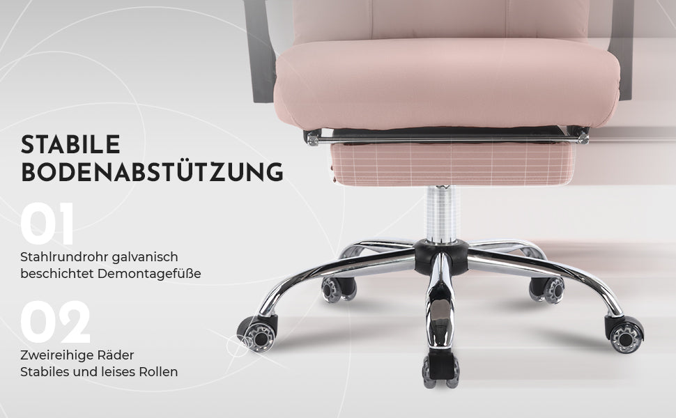 Ergonomic Executive Office Chair Swivel Height Adjustable Double Lumbar Support - PU Leather Pink