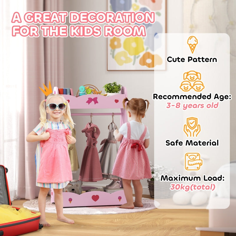 Kids Clothes Rail, Two Shelves for 3-8 Years, Pink