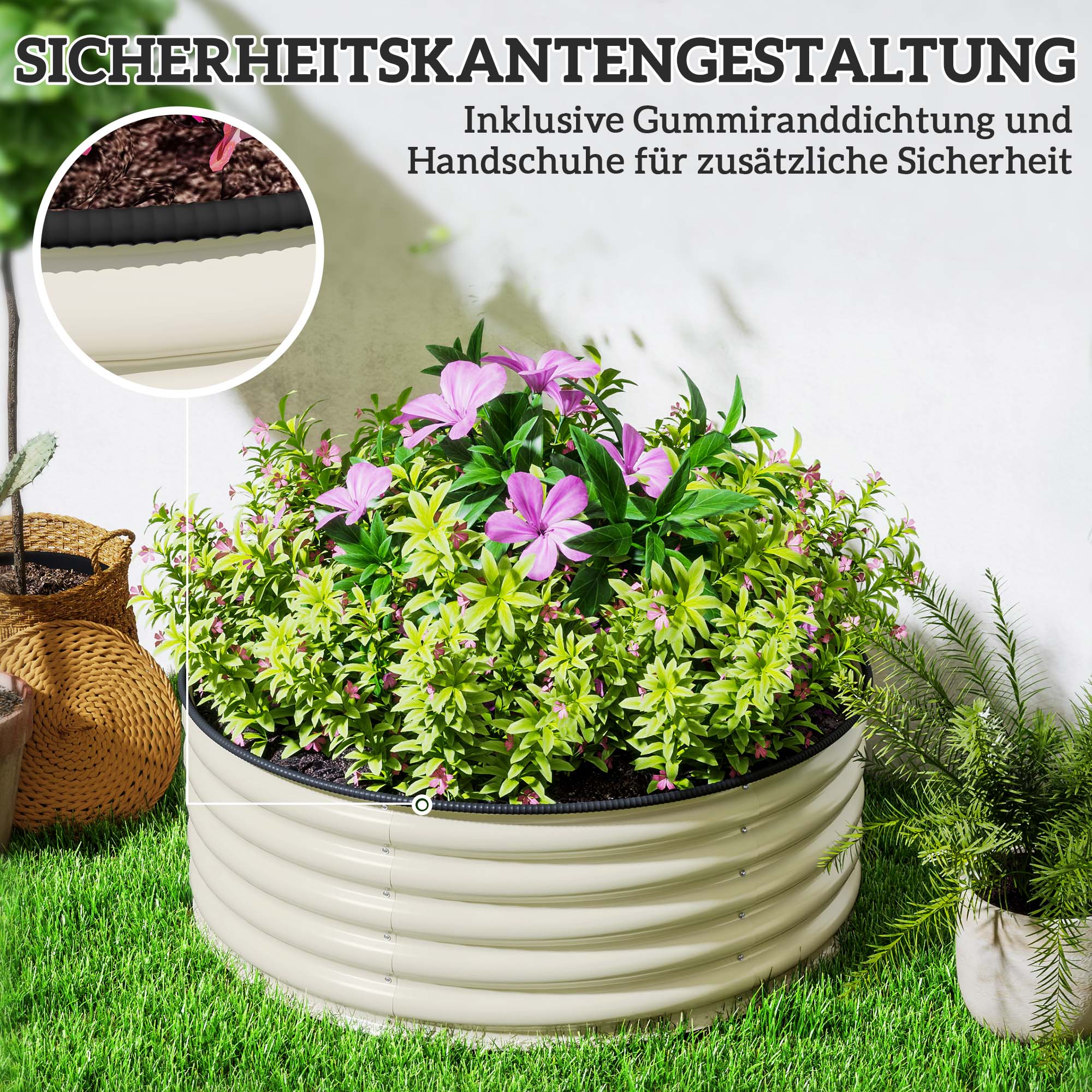 Raised Bed, Steel, 120x120x43cm, Steel