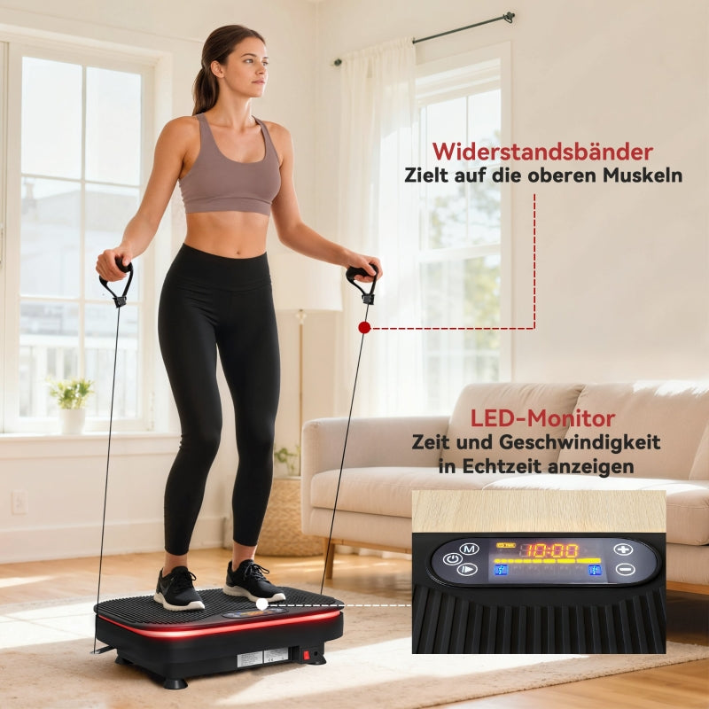 Vibration Plate for Fitness Exercises, Bluetooth, Remote, 99 Speed Levels, Black Plastic/Steel