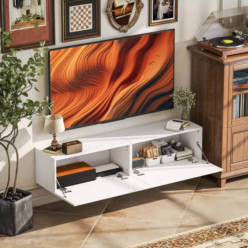 TV cabinet hanging TV board for TVs up to 65 inches 140 cm lowboard with storage space, white