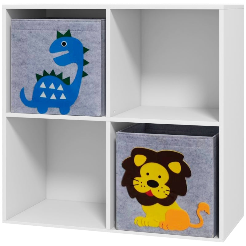 ZONEKIZ Children's Shelf Bookcase with 2 Storage Boxes, White+Gray
