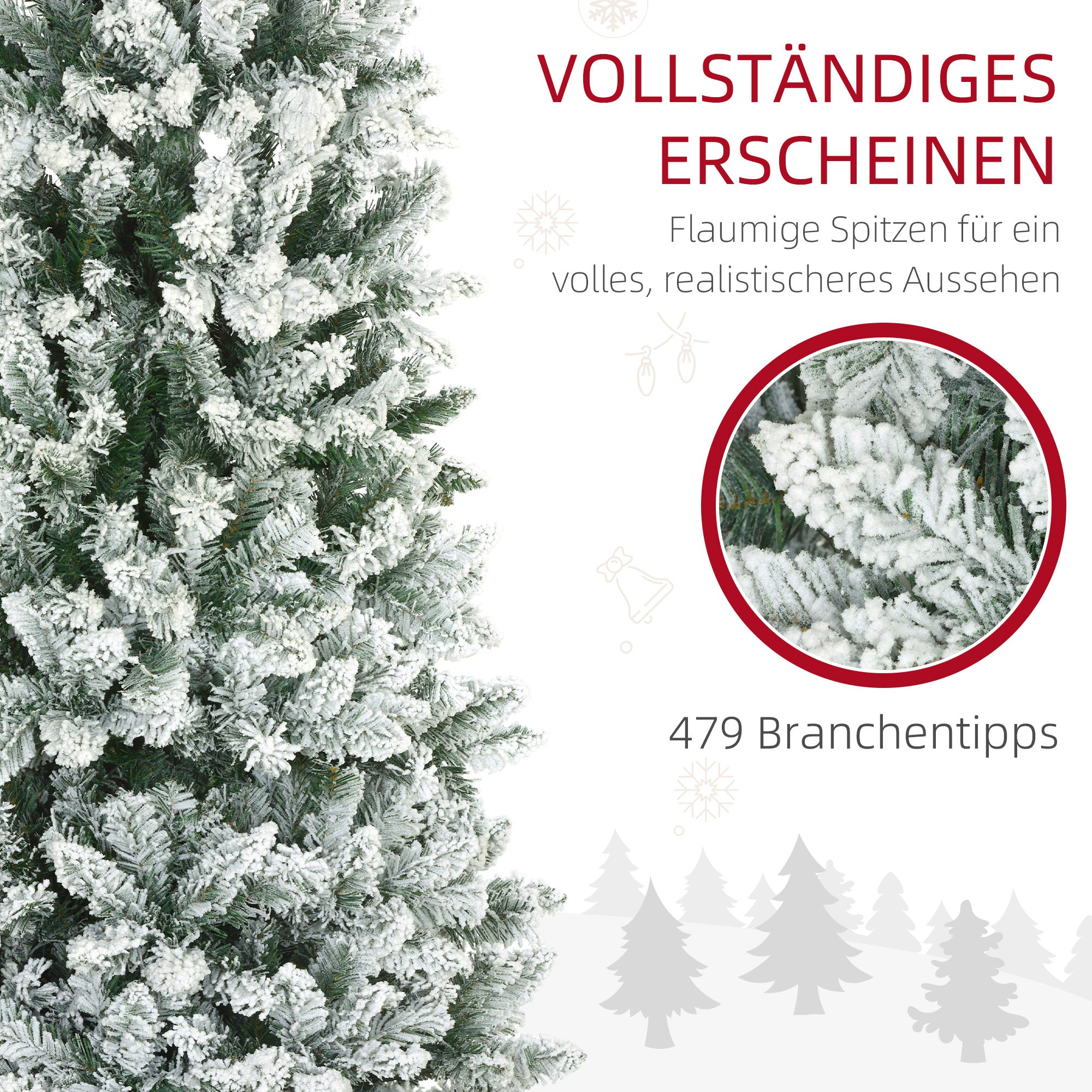 Artificial Christmas Tree, 180 cm with 479 tips and artificial snow, green
