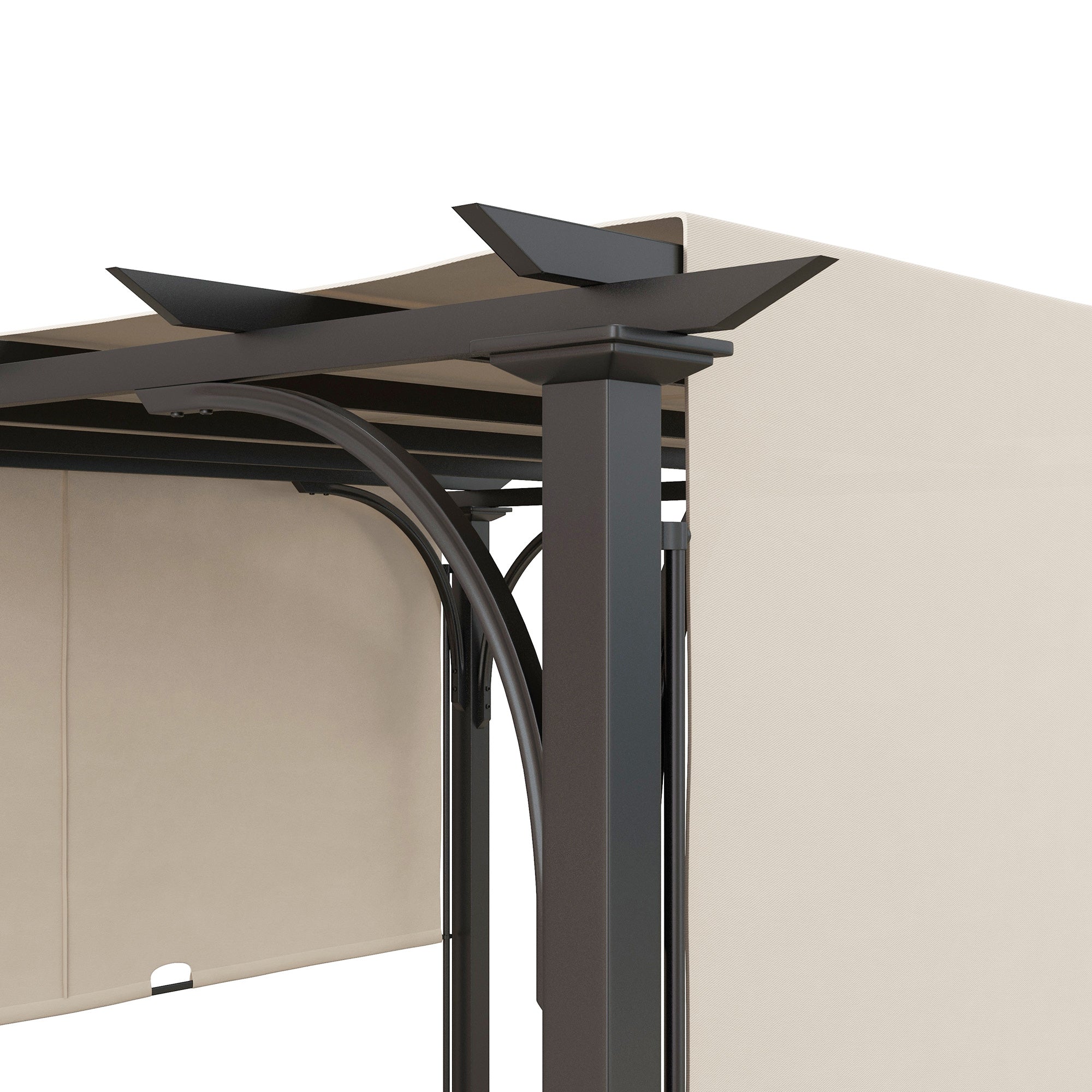 Outdoor Pergola, 3 x 3m Garden Gazebo with Adjustable Canopy, Beige