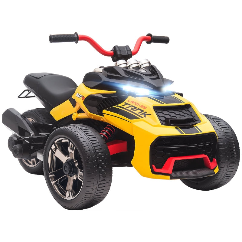 Electric Ride-on Toy, Reverse Tricycle with MP3 Player and LED Lights, Yellow