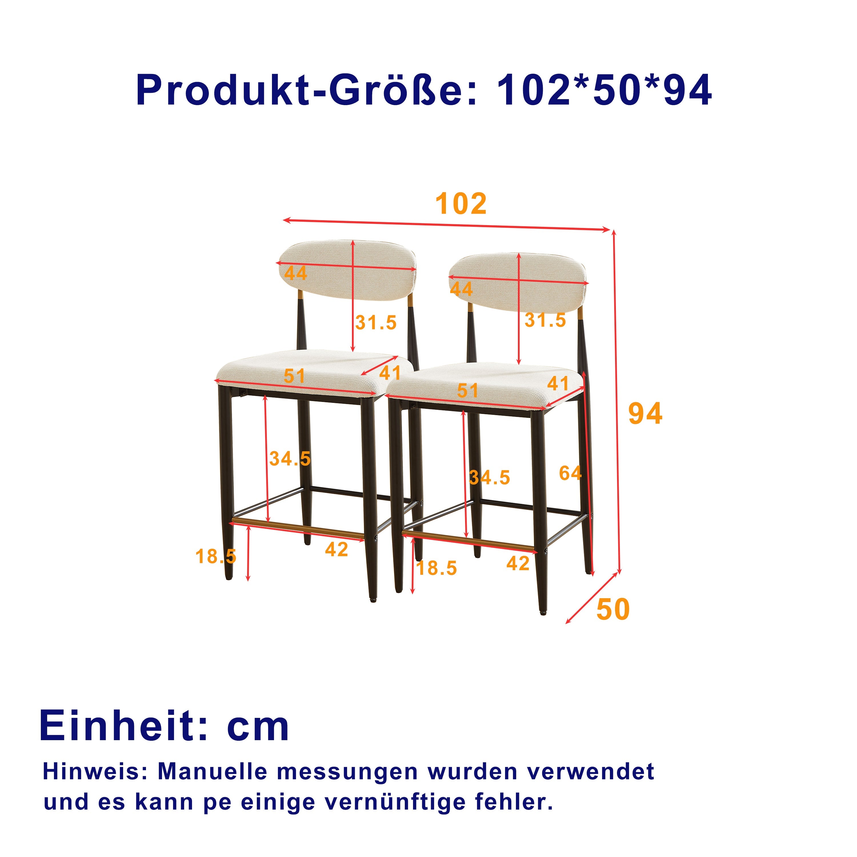 2-Pack Counter Height Bar Stools French Country Upholstered Curved Back - Black/Coffee Frame Cream Fabric