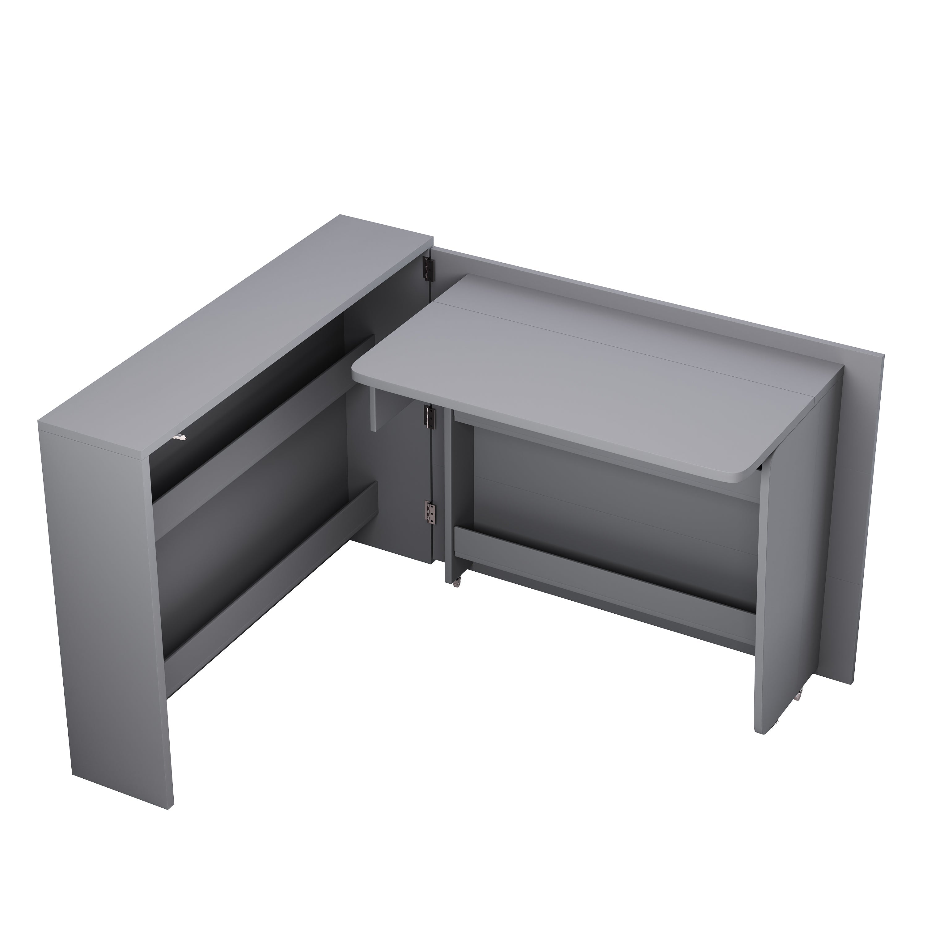 Foldable Desk, 2-in-1 Sideboard & Workstation with Wireless Charger, Wheels & Anti-Tip