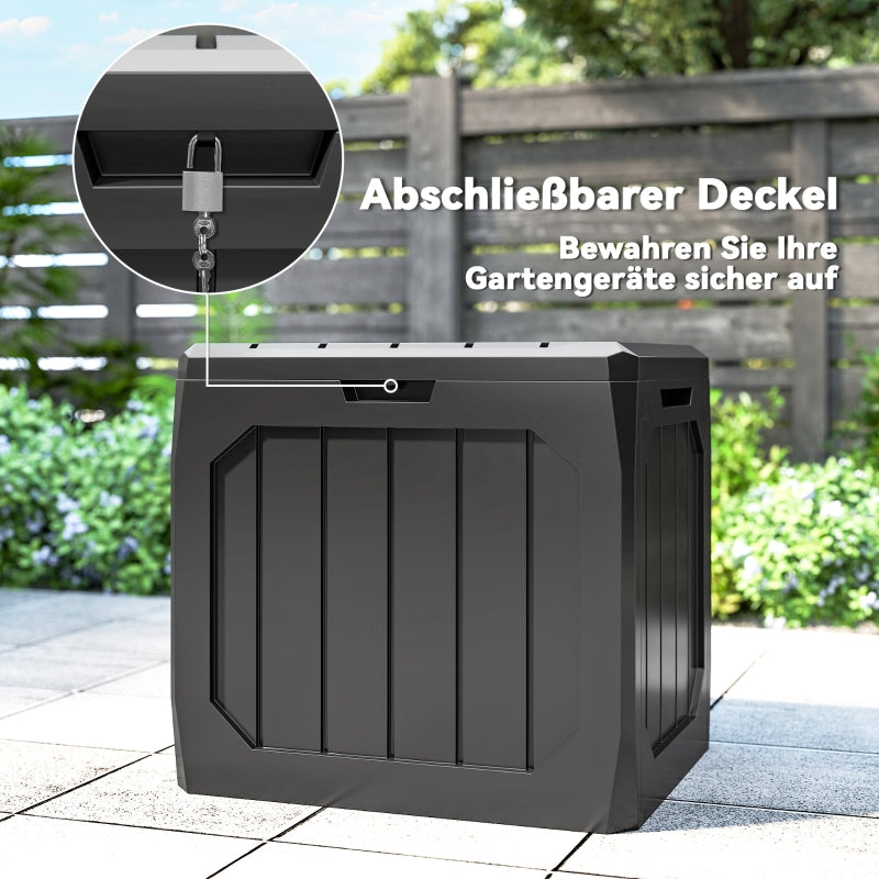 Outdoor Storage Box 121L with Handles - Black Plastic