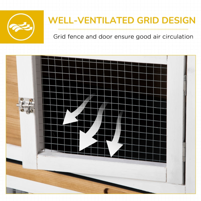 Rabbit Hutch, Guinea Pig Cage, Removable Tray, Wheels - Grey