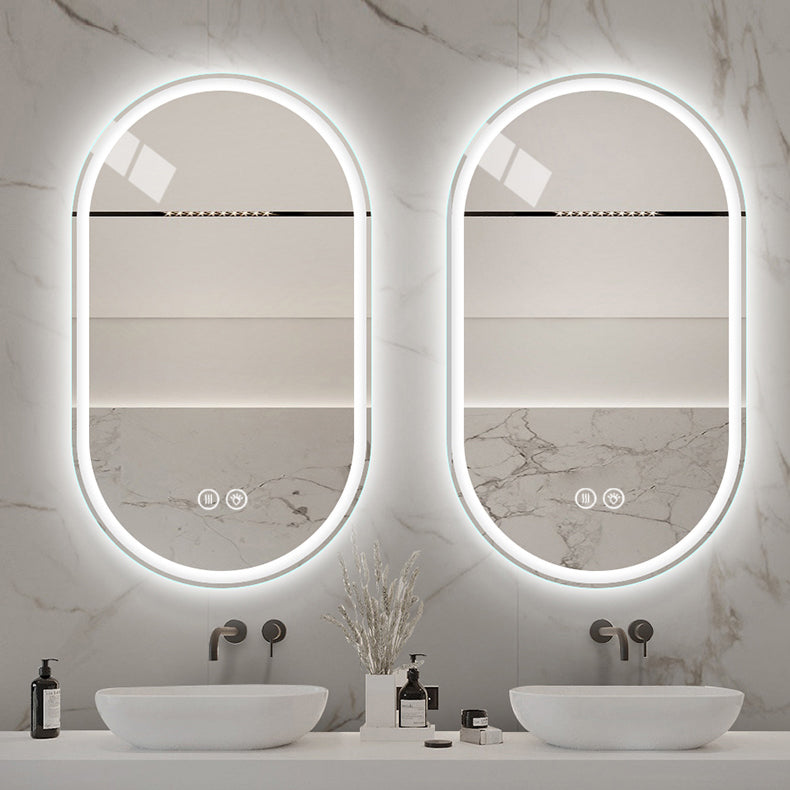 Frameless Oval Wall-Mounted Smart Mirror, Anti-Fog Touch Screen 60x90cm
