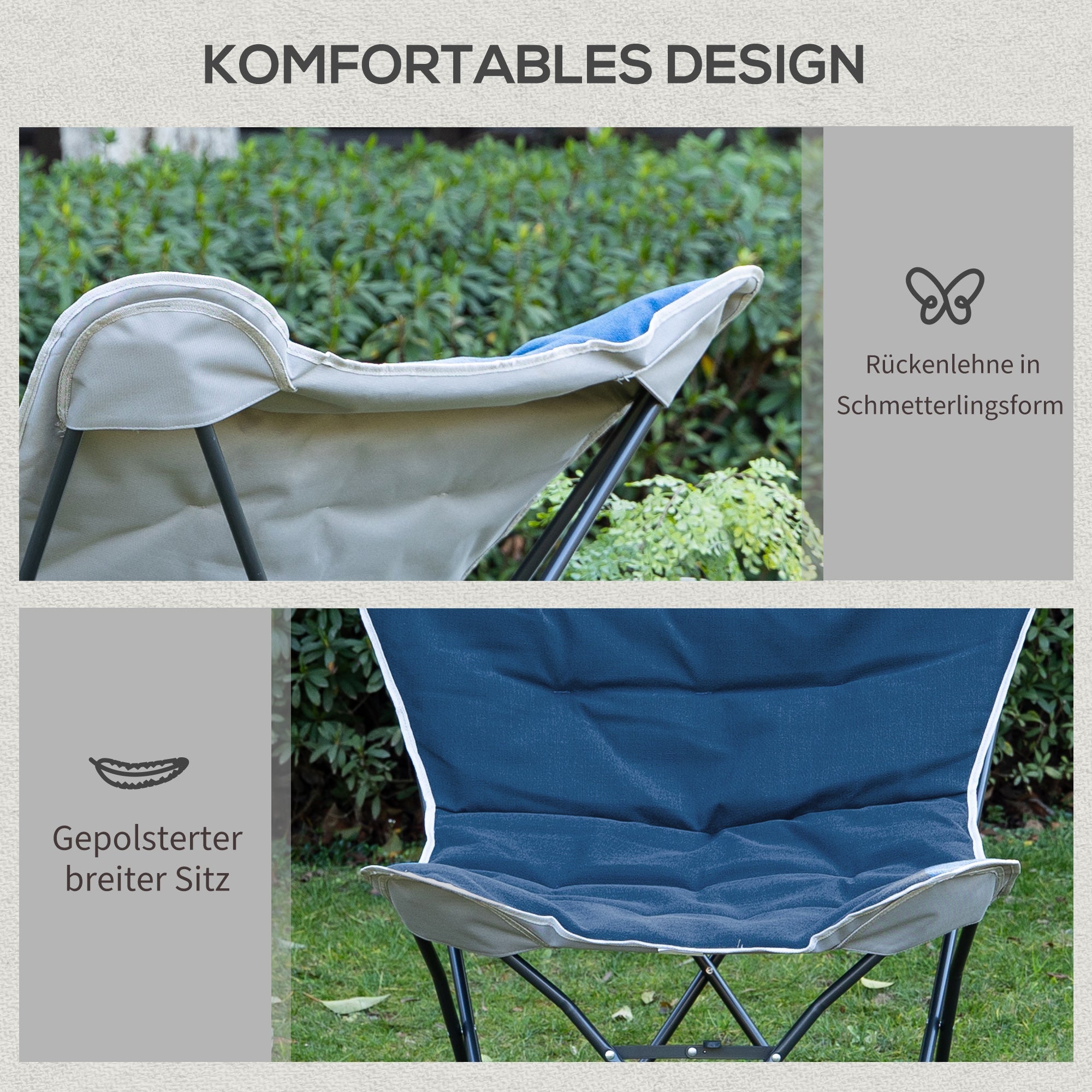 Faltbarer Campingstuhl, 120 kg Tragkraft, leicht, tragbar, Stahl