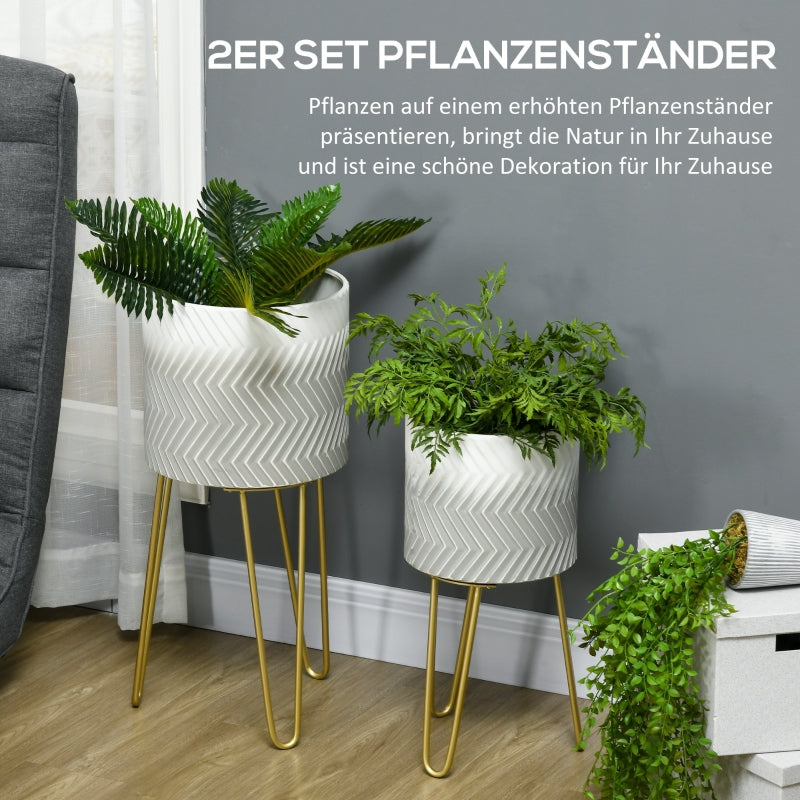 Flower Pots Set of 2 Plant Stands Metal