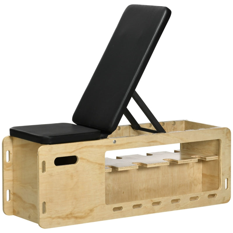 Weight Bench Training Bench Adjustable Storage Resistance Bands, Solid Wood
