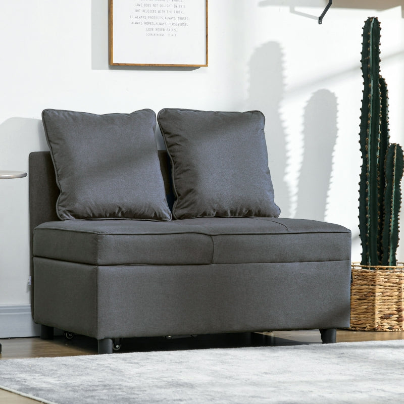 Convertible Single Sofa Bed, 3-in-1 Multi-Functional Sleeper Chair with Magazine Pocket, Grey