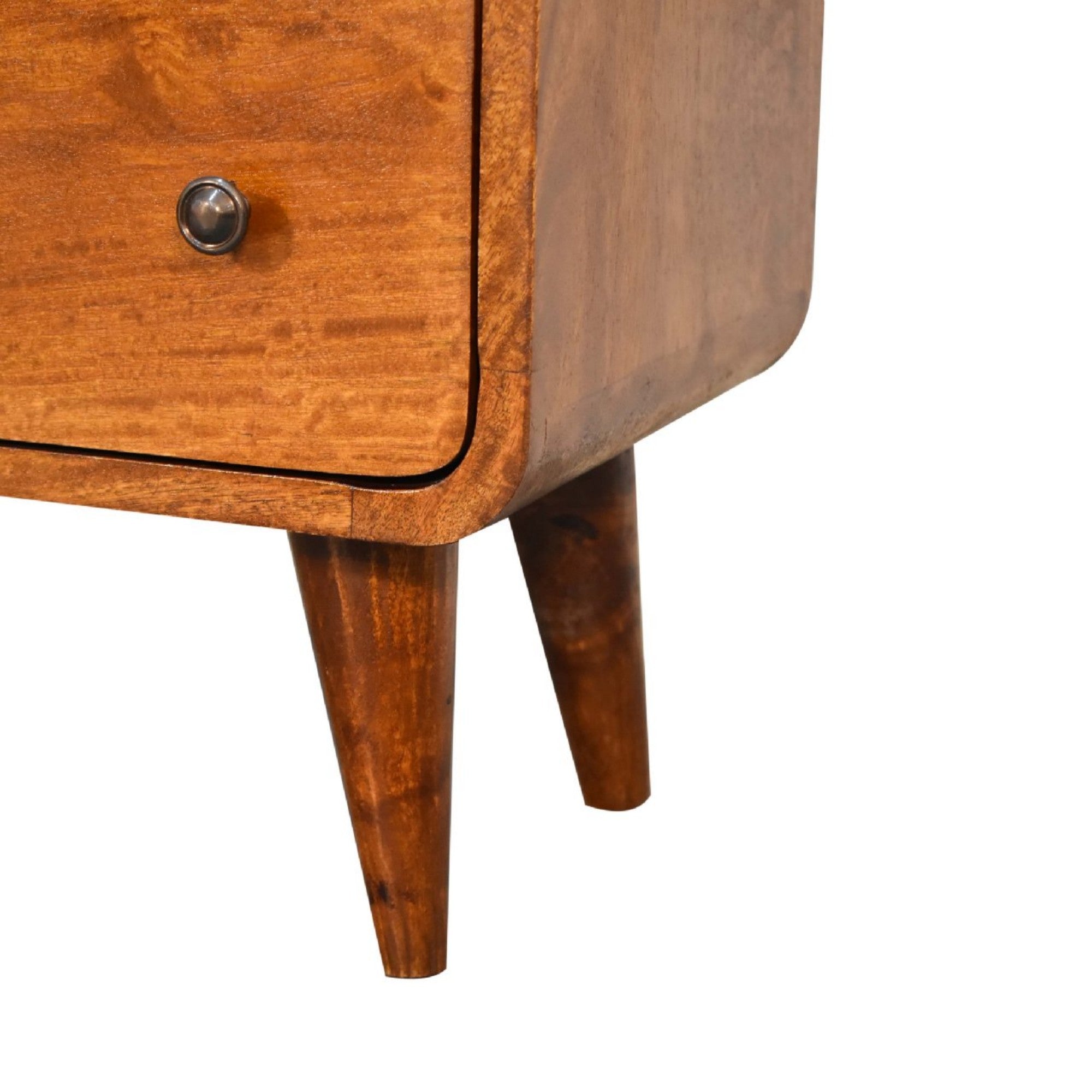 Chest, Mini Curved 3 Drawer Solid Wood Dark Brown