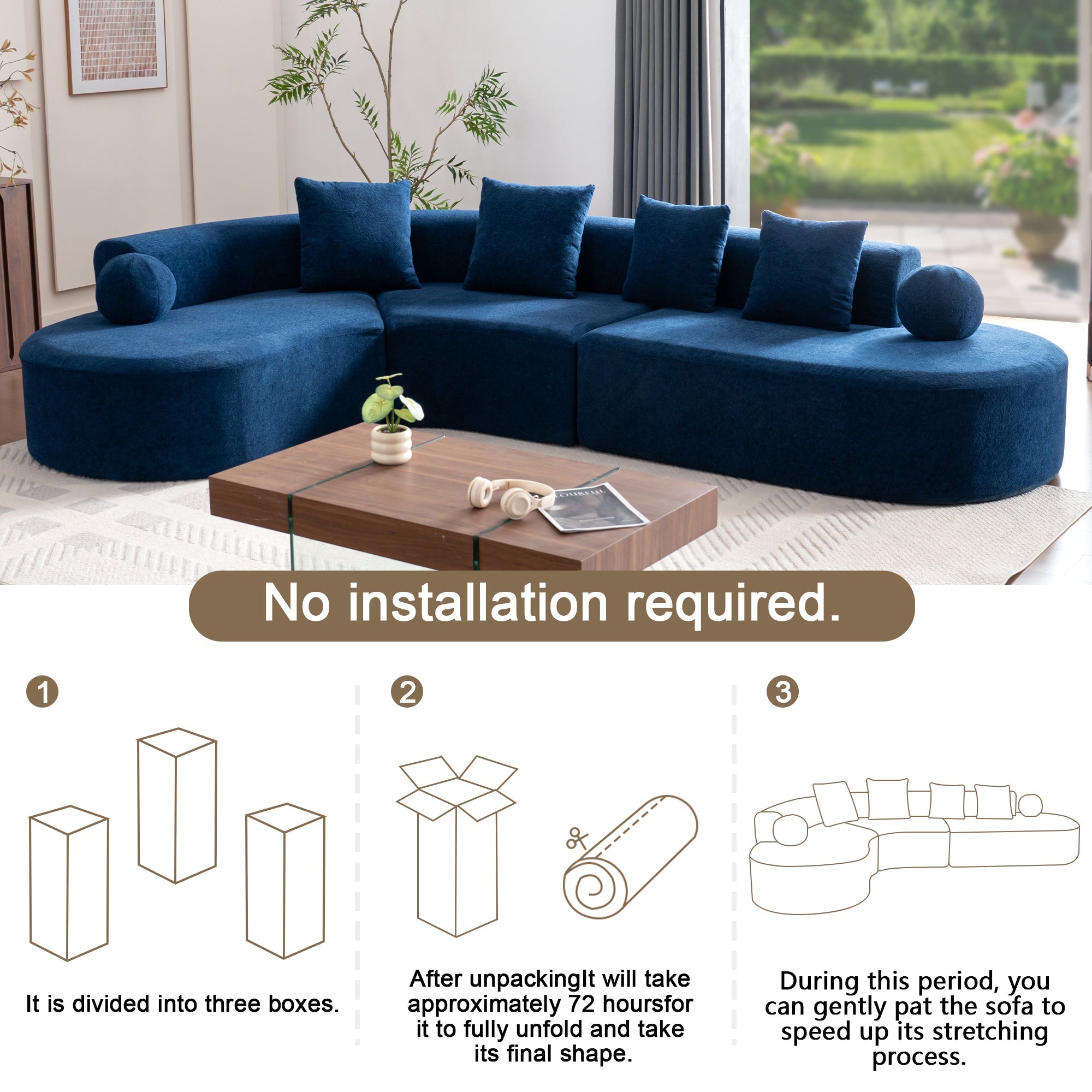 Cloud Sofa, Large L-Tier Arched Plush Design