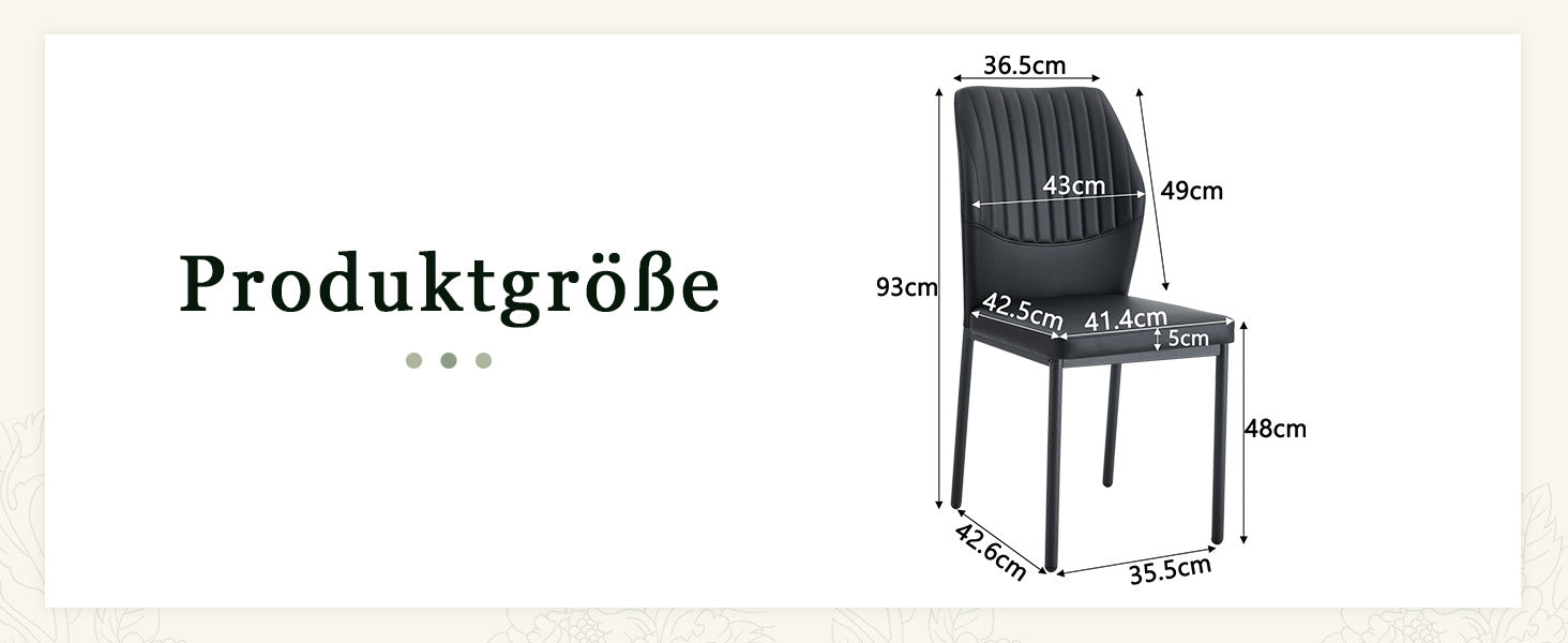 Set of 4 Dining Chairs with Vertical Embossing and Metal Legs, Black PU