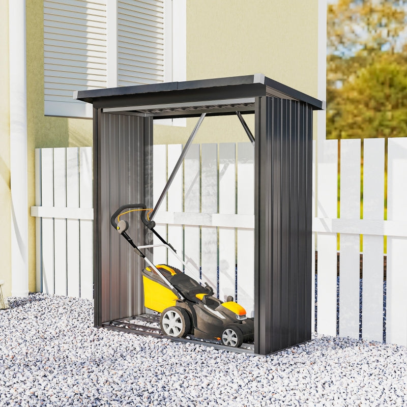 Firewood Shed, Raised Floor Sloping Roof, Steel Dark Grey