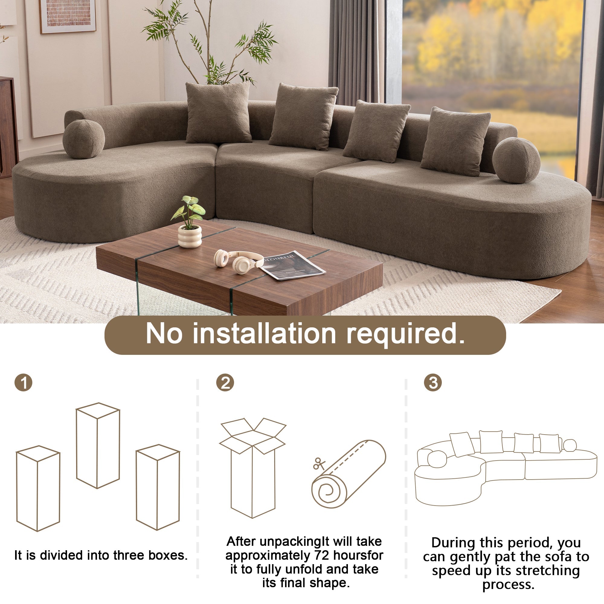 Sofa Large Arched Cloud-Like L-Shape