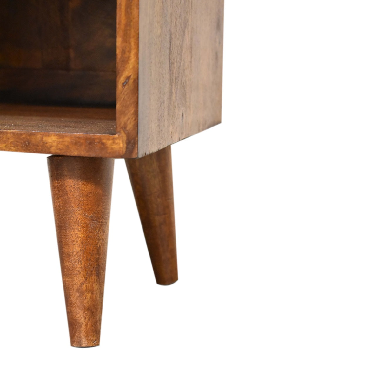 Mini Manila Gold Bedside 1 Drawer, 1 Shelf, Solid Wood Brown