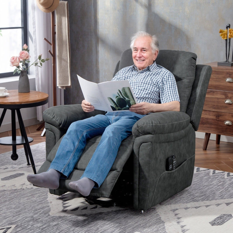 Power Lift Recliner Chair with Massage, Heat, USB in Grey PU Leather