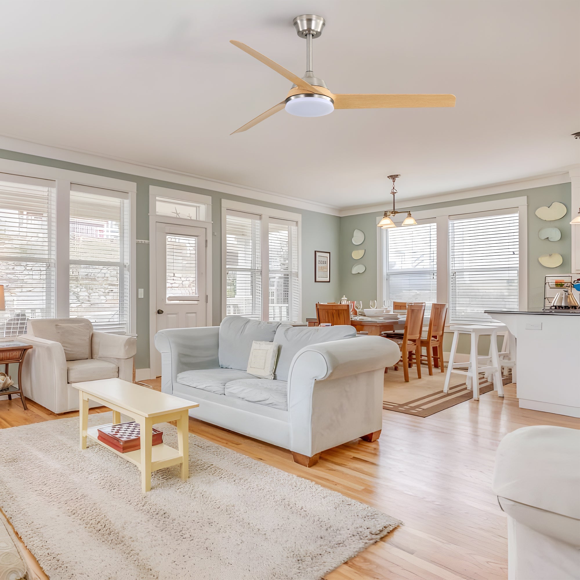 52-inch Ceiling Fan, 22W LED Light & Remote Control, 3 ABS Blades