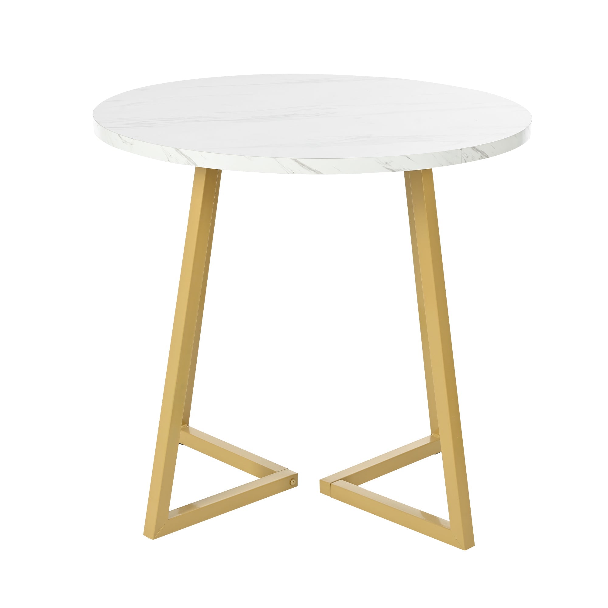 Modern Metal Frame Marble Pattern Round Coffee Table with Gold Stand