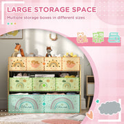 3-Tier Kids Storage Unit with 9 Non-Woven Fabric Boxes, Yellow