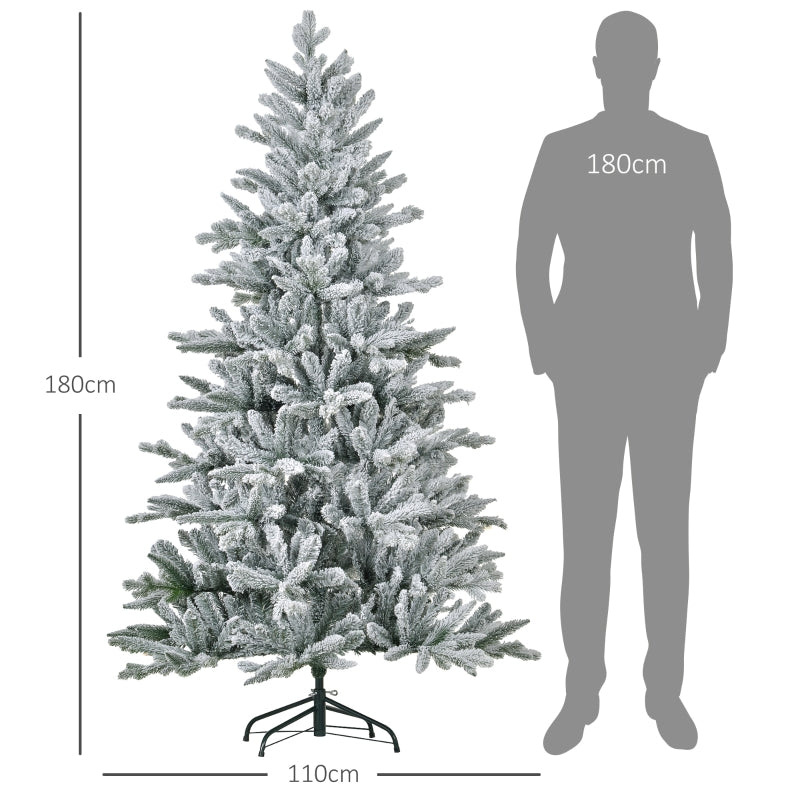 Christmas Tree 180 cm, Snow-Covered, Flame-Retardant, Green