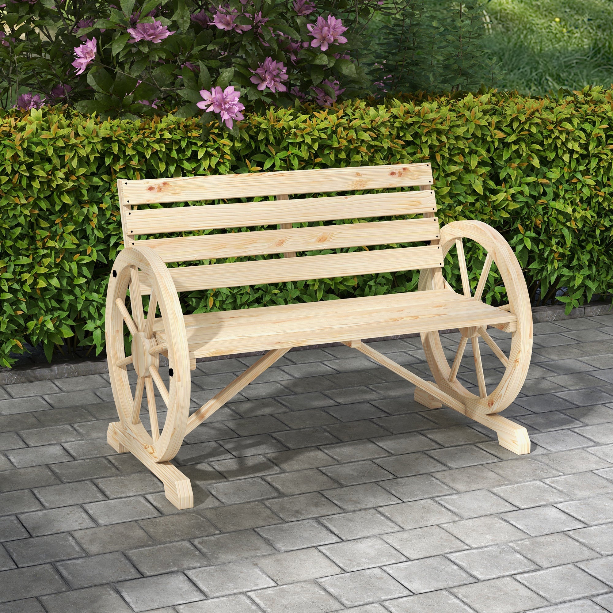 2-seater Garden Bench with Armrests, 240 kg Load Capacity, Fir Wood, Natural