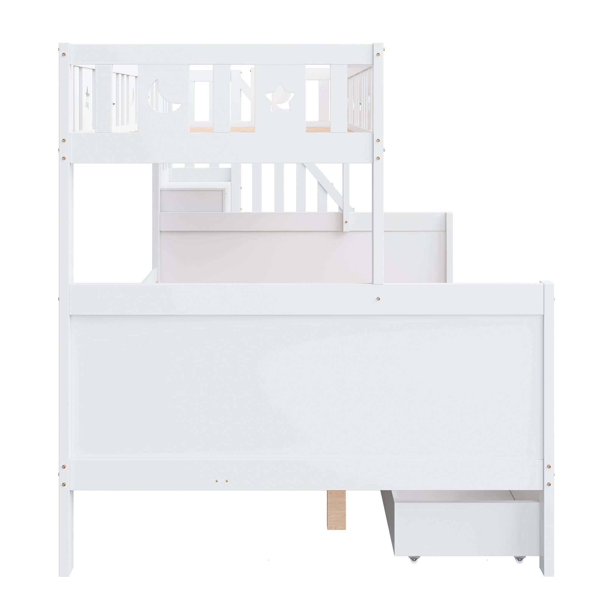 Solid Pine Children’s Multifunctional Bunk Bed with Storage, White
