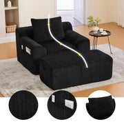 Oversized Sofa Chair, Deep Seat Boneless Upholstered with Side Pockets, Corduroy