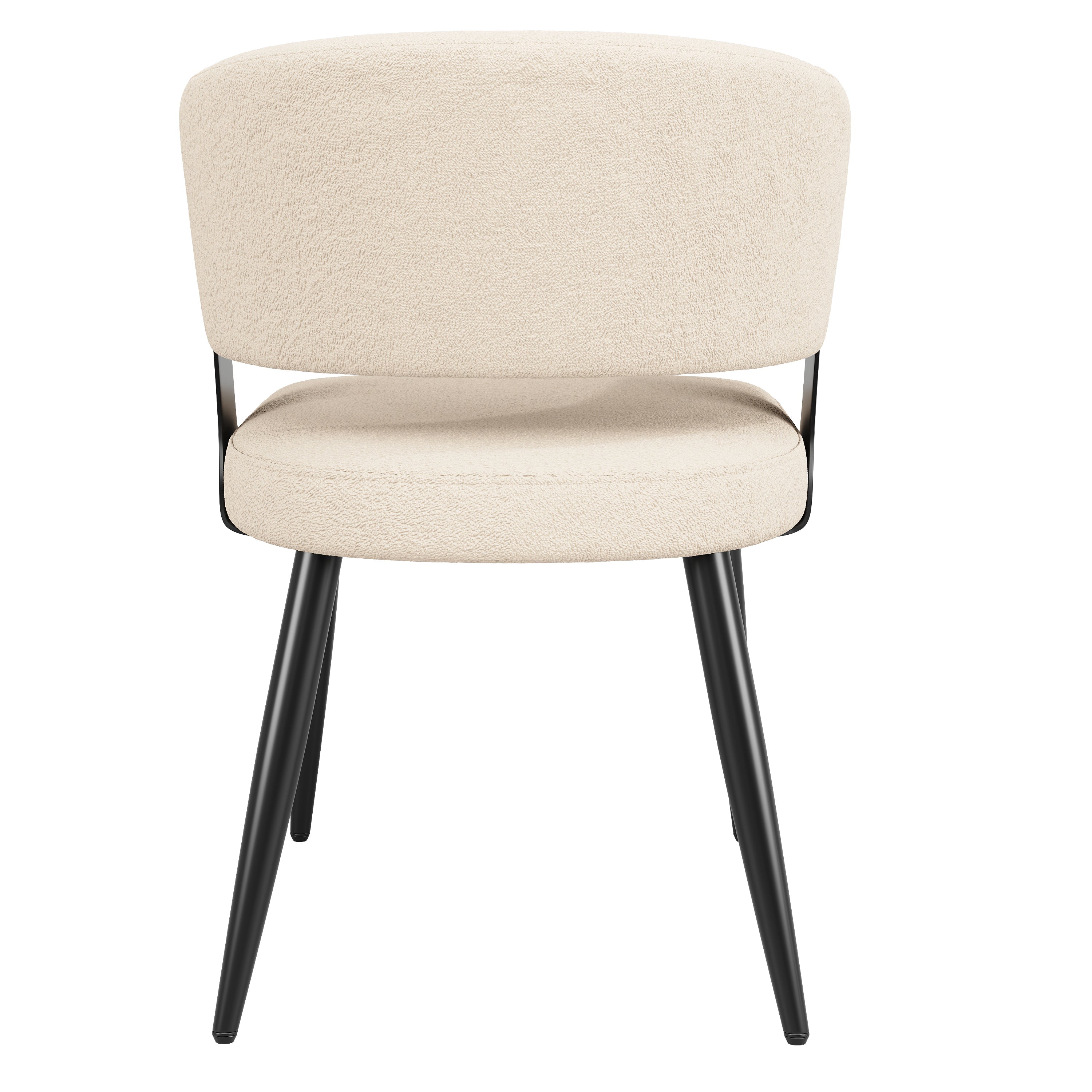 Ergonomic Dining Chair Set of 2 with Curved Backrest, Beige/Grey Flannel