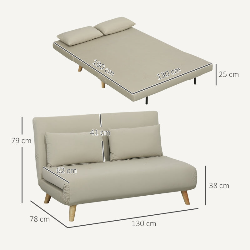 Sleeper Sofa Adjustable Backrest Lumbar Cushions, Velvet Look Beige