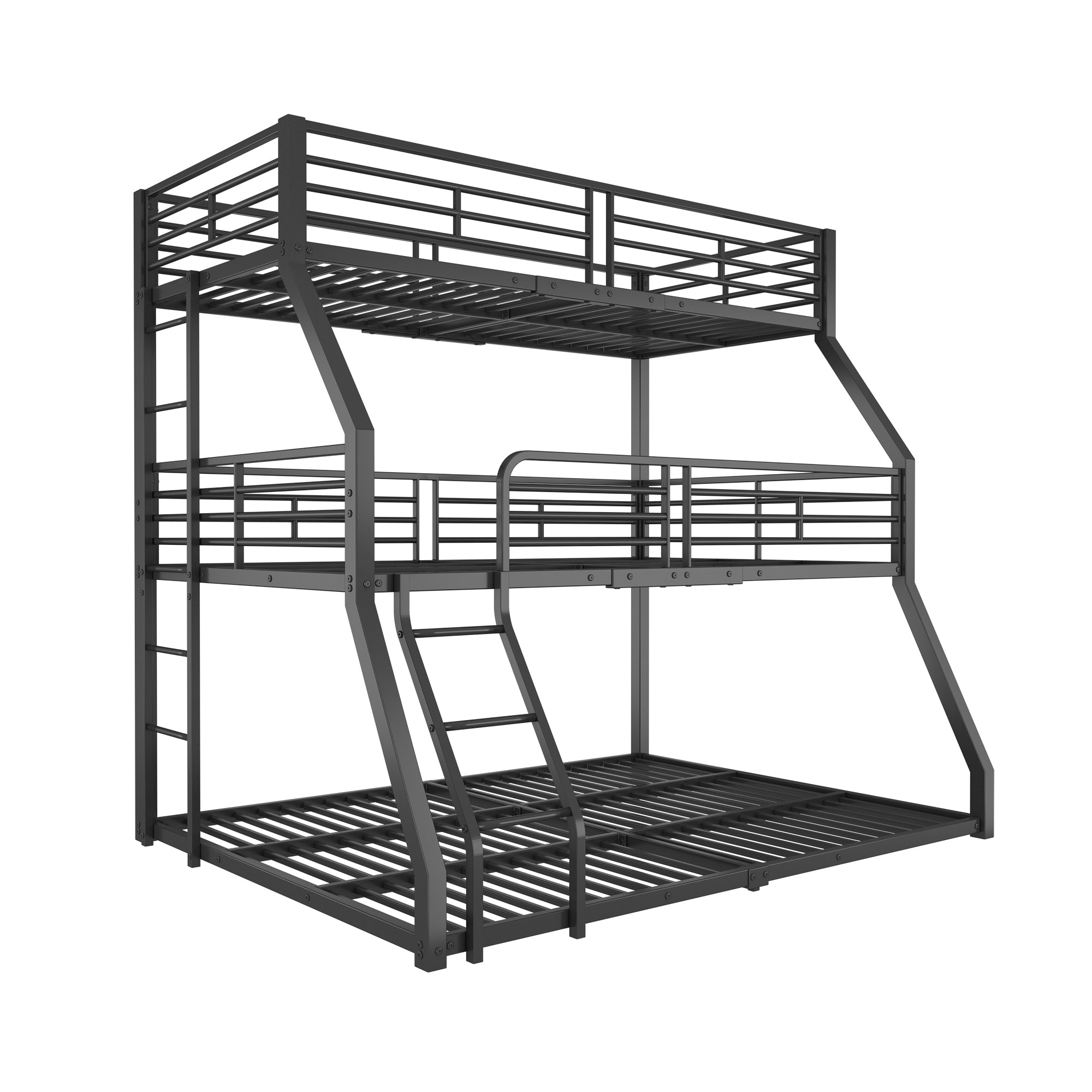 Triple Bunk Bed 90/120/140x200cm Metal Frame - Black