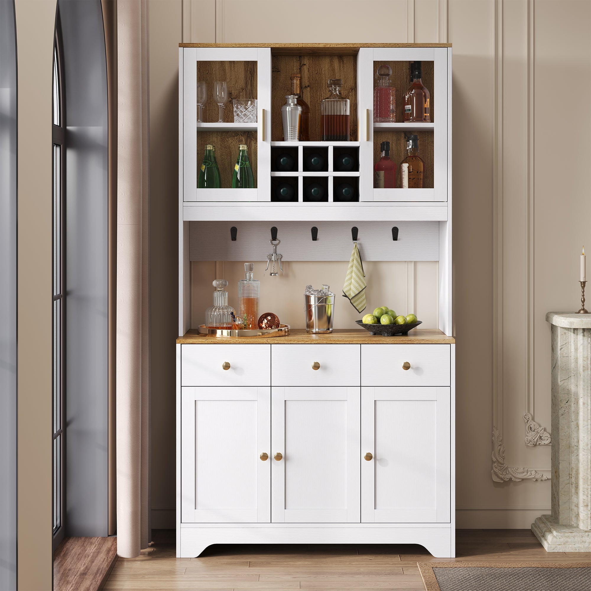 Sideboard Tall Cabinet 94.5x30x175.5 cm White Wood Grain