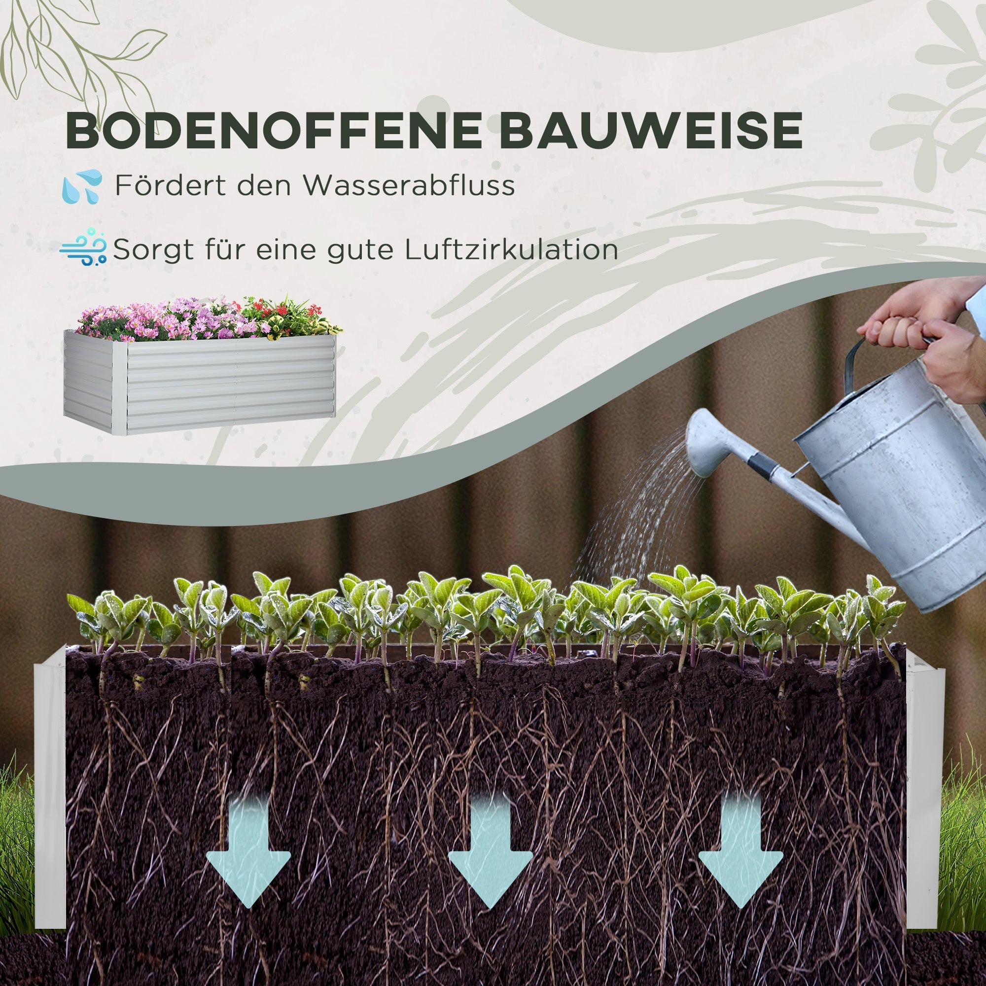Raised Bed, Steel Planter 180x90x60cm, Steel