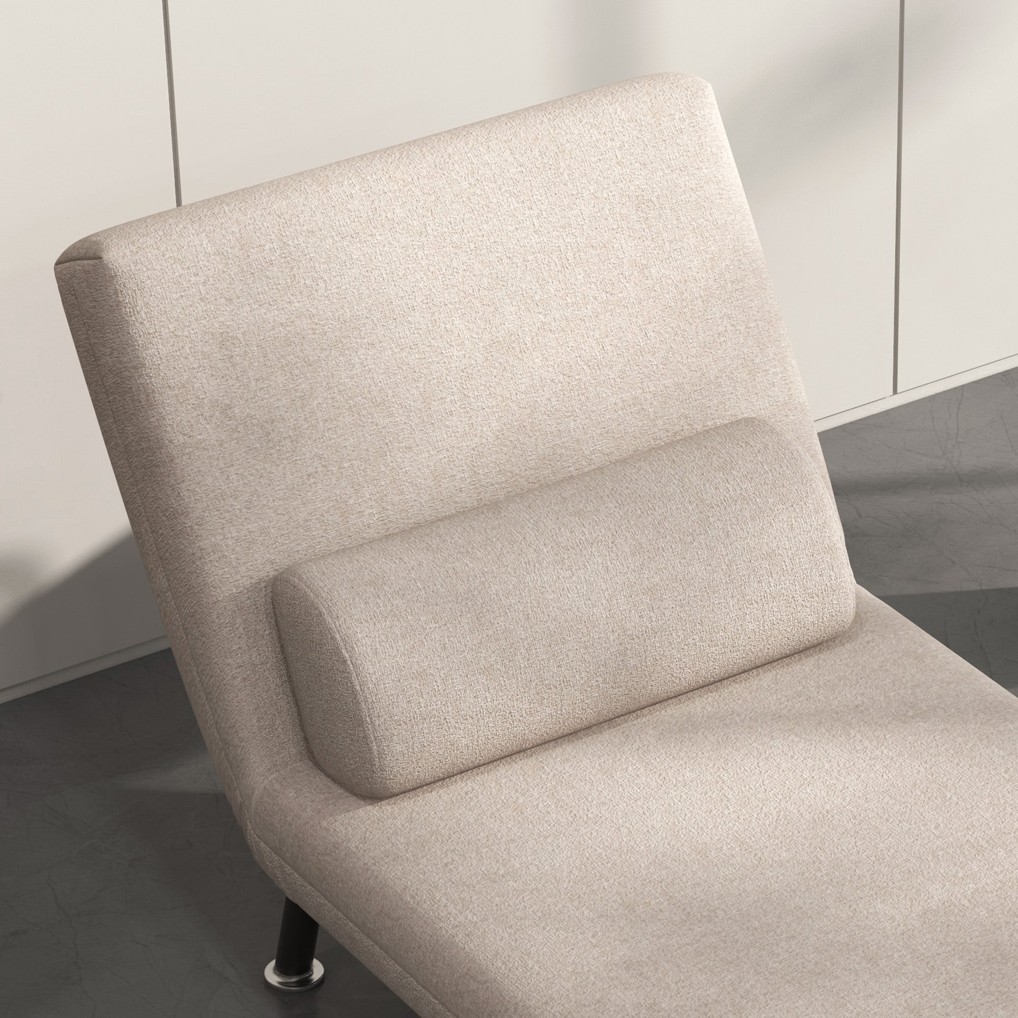 Sleeper Chair Folding Recliner with Bed Function, Adjustable Backrest, Beige Linen Look