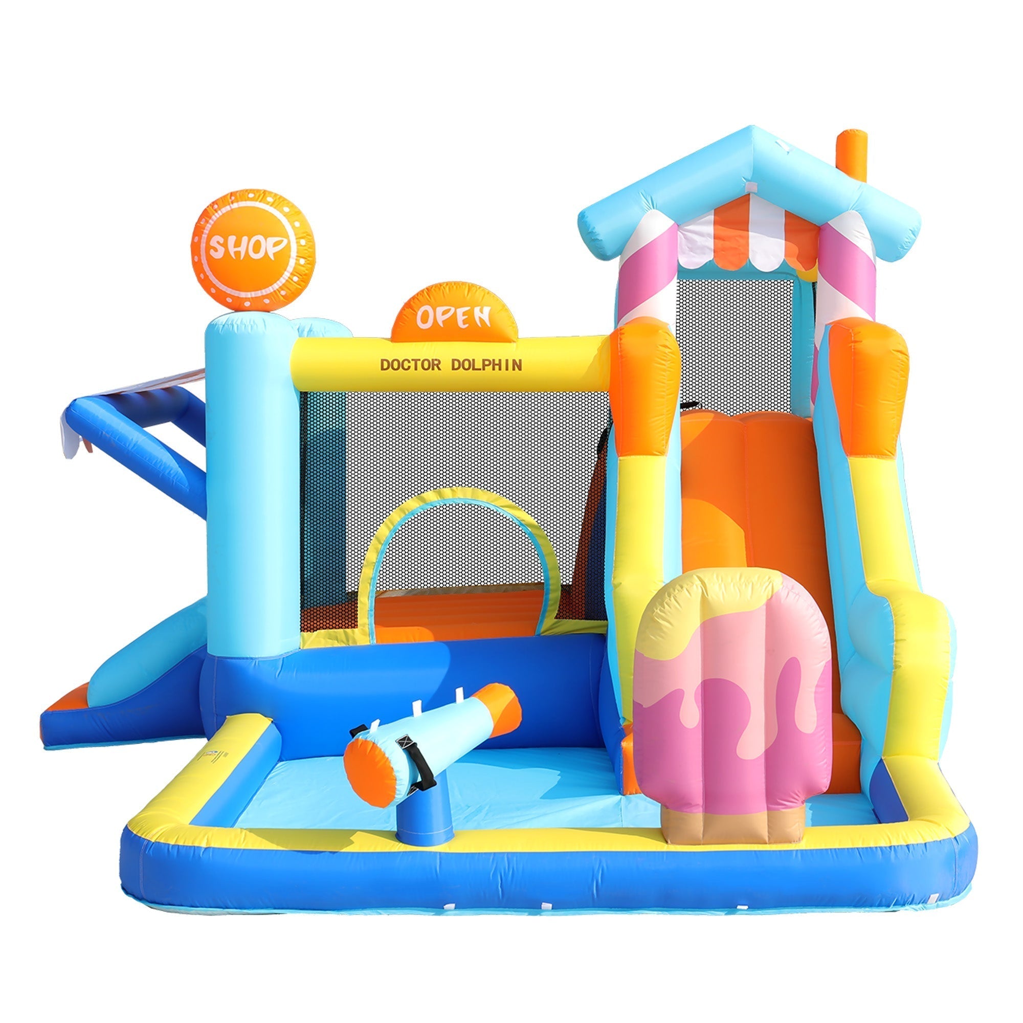 Children's Bouncy Castle Multifunctional Outdoor Water Park + Trampoline, Slide, 450W Blower