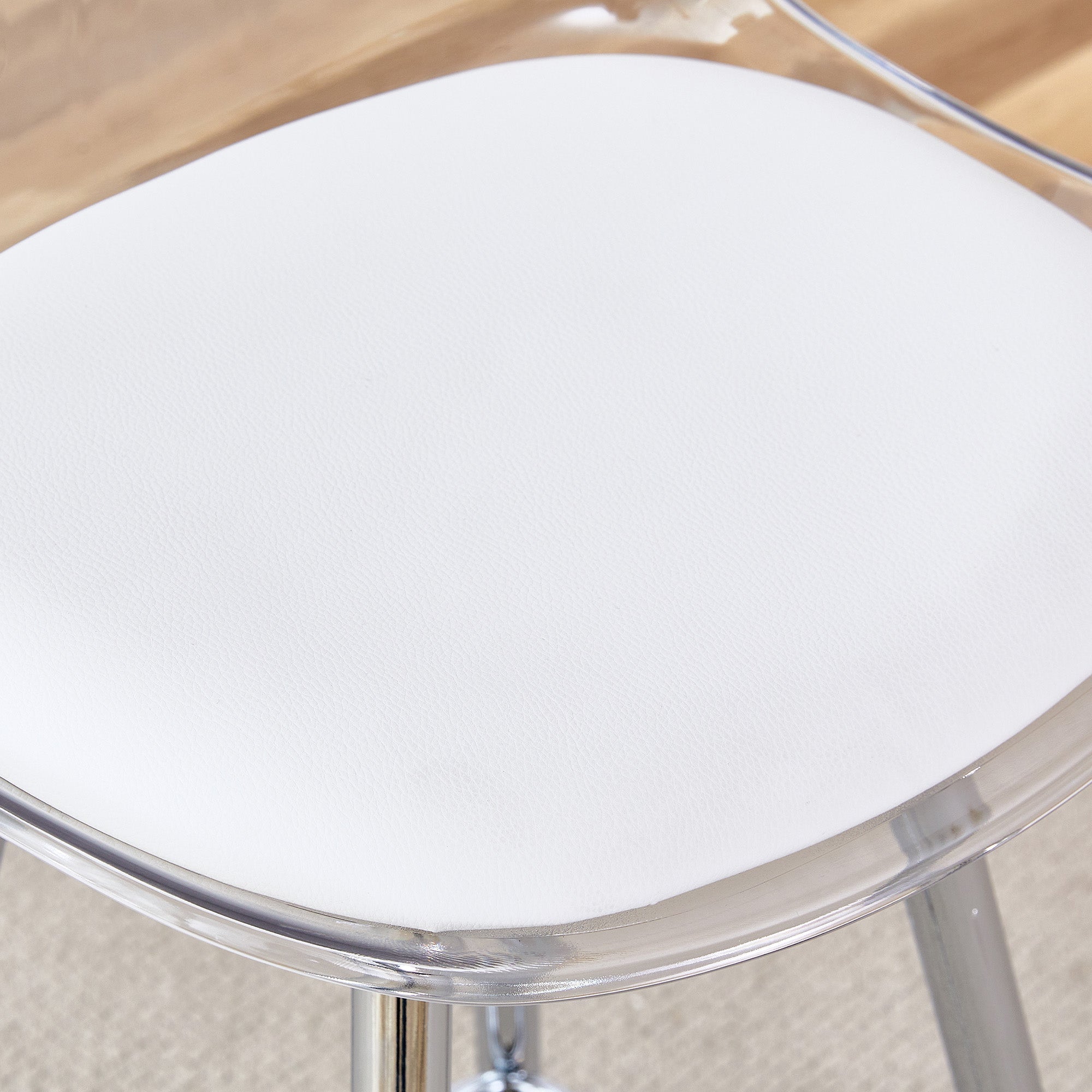 Transparent Armchairs 2-Piece Set Translucent Backrests Silver Metal Frame