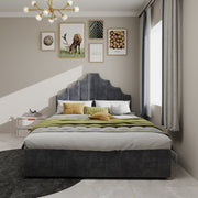 Modern Minimalist Soft Bed, 140*200CM, High Box Bed, Gray