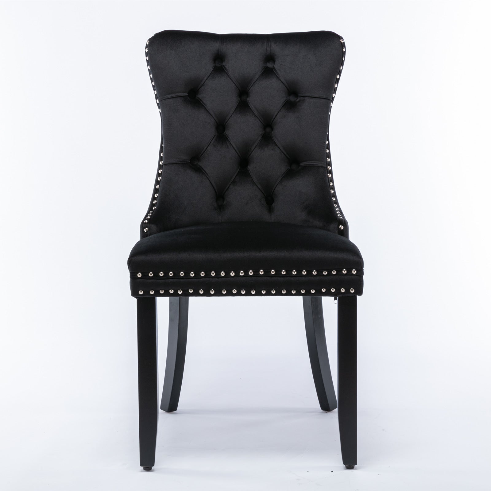 Nikki Collection Tufted Velvet Upholstered Dining Chair 2-Pc Set - Black