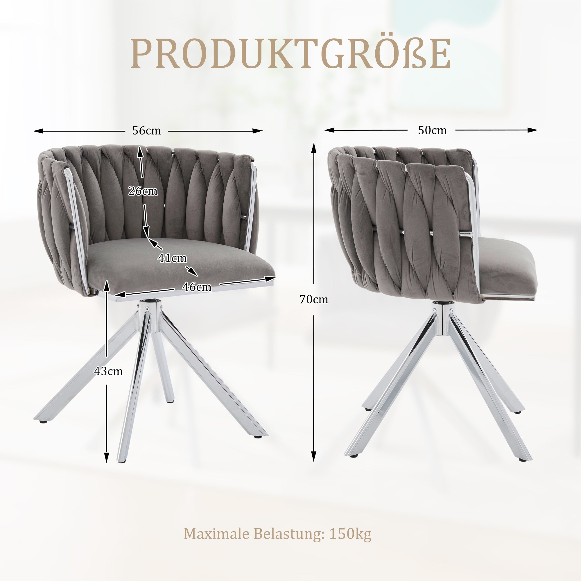 Velour Armchair, 180° Swivel, Ergonomic, Heavy-Duty Metal Frame
